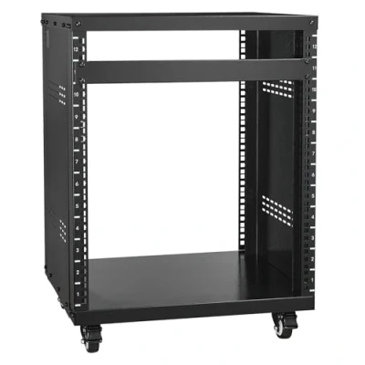 Image of VEVOR 12U AV Rack Stand, 300 lbs Capacity, Network Stereo Recording Studio with Lockable Caster Wheels Round &amp; Square Holes, Special Vents for 19&quot; Audio Video Musical IT Equipment Mounting