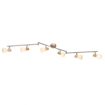 Image of Gylfi Ceiling Spotlight Bar Nickel Matt Opal Glass Shade 6x E14