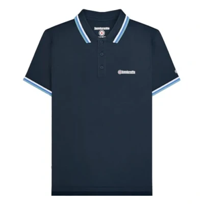Image of Lambretta Mens Triple Tipped Polo Shirt Navy (White/Blue/Smoke Blue) 4XL