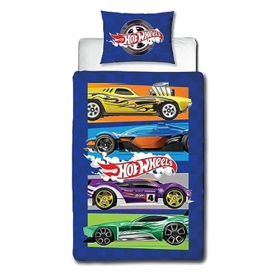 Image of Character World Hot Wheels Officially Licensed Beast Design Single Duvet Cover Set Reversible 2 Sided Cars Bedding Including Matching Pillow Case Perfect For Kids Bedroom Polycotton