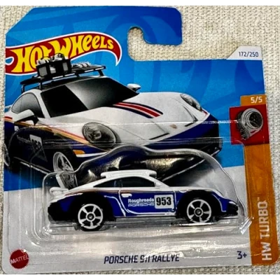 Image of Hot Wheels Porsche 911 Rallye HW Turbo 5/5 (172/250) HRY70 White 2024 + Protector Short Card Frikimonkey