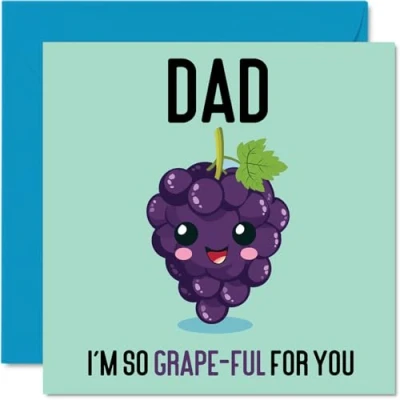 Image of Thank You Cards for Dad Grape Ful Funny Happy Birthday Card from Son Daughter, Father’s Day Father, 145mm x Joke Greeting Men Him