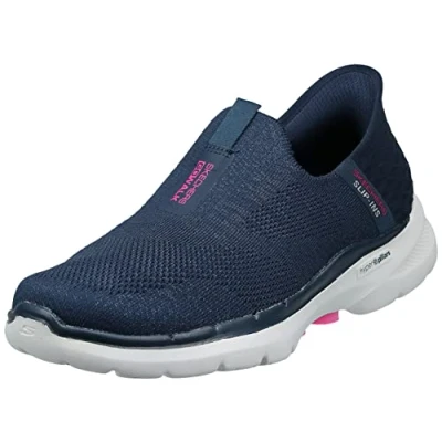 Image of Skechers Women&#039;s GO Walk 6 Fabulous View Sneaker, Navy, 8 UK