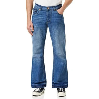 Image of Raw Indigo Ltd Men&#039;s A42 Bootcut Jeans, Blue Light Wash, 28W 30L UK