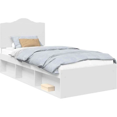 Image of vidaXL Bed Frame with Headboard White 90 x 200 cm Solid Pine Wood