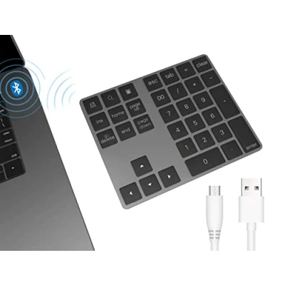 Image of Pubiohs Bluetooth Keypad, Wireless Numeric Keypad with 34 Keys, Number Pad Portable Slim for ipad, Laptop, Mac, Computer, PC