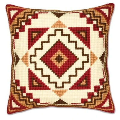 Image of Vervaco Chunky Geometric Design Cross Stitch Cushion, Multi Colour