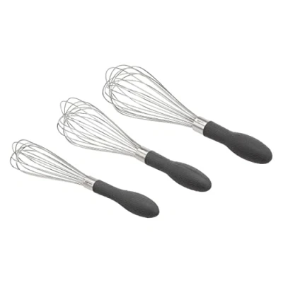 Image of Amazon Basics Stainless Steel Wire Whisk Set, Grey 3 Piece
