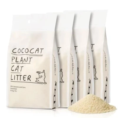 Image of Cococat Cassava Cat Litter Strong Clumping, Unscented For Excellent Odour Control, Dust free, Easy Scooping, Biodegradable (6L x 4 Packs)