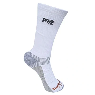 Image of Timberland PRO Men&#039;s 2 Pack Ribbed Logo Crew Socks, White, Large