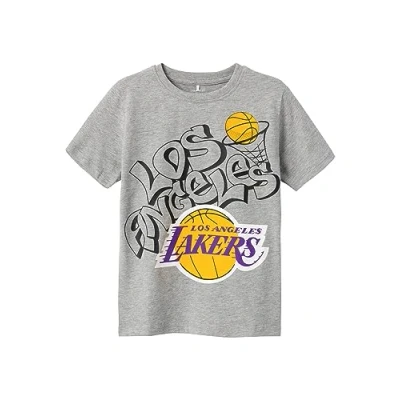 Image of NAME IT Boy&#039;s Nkmjac NBA SS Top Noos OUS T Shirt, Grey Melange, 134 140 cm