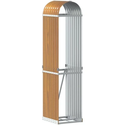Image of vidaXL Log Holder Wood Look 40x45x170 cm Galvanised Steel