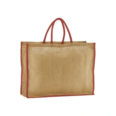 Image of Westford Mill Natural Starched Jute Market Tote bag Natural/Orange Rust for men &amp; women One Size shopper bag, travel gym