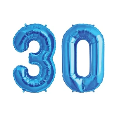Image of Blue Number 30 Large Helium Foil Balloon Birthday Party Wedding Anniversary Decoration 101cm