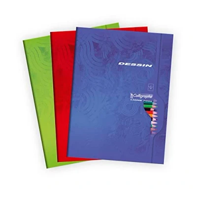 Image of Calligraphe 7555C Pack of 5 Drawing Notebooks (Clairefontaine Range 7000) 96 Pages 24 x 32 cm 120 g Plain White Offset Card Cover Assorted Colours