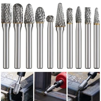 Image of 6MM Shank Die Grinder Bits, 10 Pcs Grinding Bits Drill Carbide Burr Setfor Metal Rotary Tool Attachments Accessories Rasp Weld Wood Stone Carving Deburring Compatible with Dewalt Milwaukee