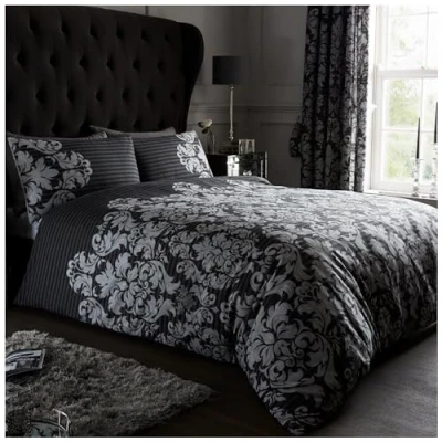 Image of GC GAVENO CAVAILIA Damask Duvet Cover Single Paisley Bedding Set Polycotton Fabric Quilt With Pillowcase Bed Linen Black