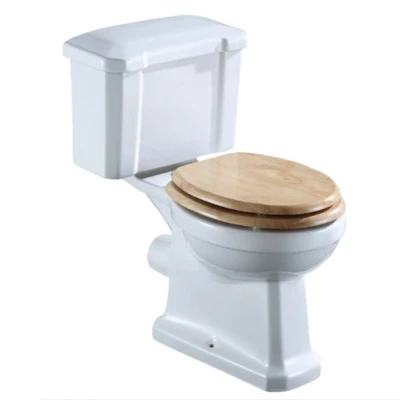 Image of Iflo Hambleden Soft Close Toilet Seat With Chrome Hinges Oak Wood