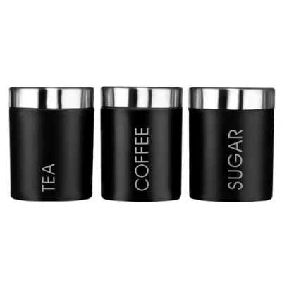 Image of Premier Housewares Liberty Tea, Coffee and Sugar Canisters Set of 3, Black