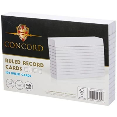 Image of Concord Record Card Smooth Ruled 2 Sides 152x102mm White Ref 16101 [Pack of 100]