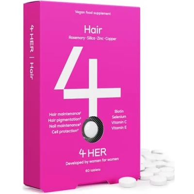 Image of 4 HER Hair Supplements for Women 60 Vegan Tablets and Nails Vitamins Biotin, Rosemary, Selenium, Zinc, Copper Millet Extract Nail Maintenance