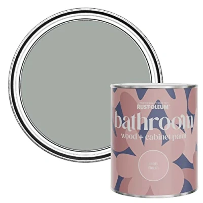 Image of Rust Oleum GREY Moisture Resistant Bathroom Wood and Cabinet Paint in Matt Finish PITCH 750ML