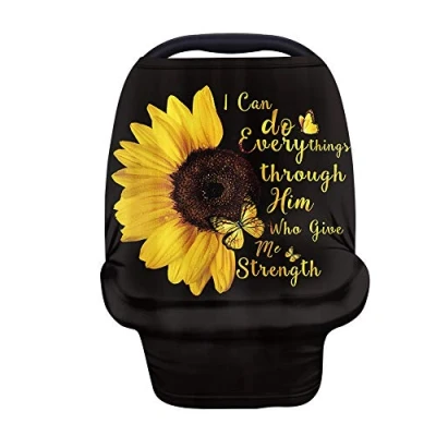 Image of Wanyint Inspiration Sunflower Baby Car Seat Covers Carseat Canopy for Babies Boys Girls,Multi use Nursing Breastfeeding Covers,Nursing Scarf