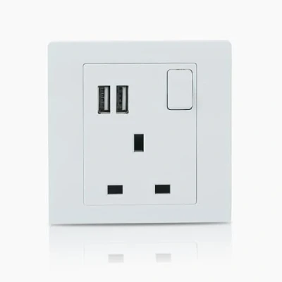 Image of ABB Inora 1 Gang Switched 13A USB Plug Socket Premium 13amp Double Pole White Port Safe, Reliable, and Functional