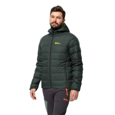 Image of Jack Wolfskin Men&#039;s Ather Down Hoody M Jacket, Black Olive/Firefly, XL