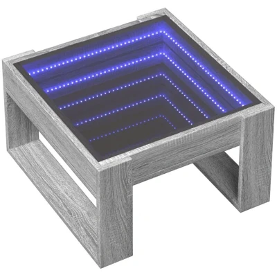 Image of vidaXL Coffee Table with Infinity LED Grey Sonoma 50x53x30 cm