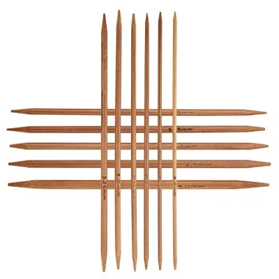 Image of Hilitand Set of 11 Knitting Needles Bamboo Single Pointed Carbonized Double in Sizes (5.1in/13cm) Knitted Suit for DIY Crafts