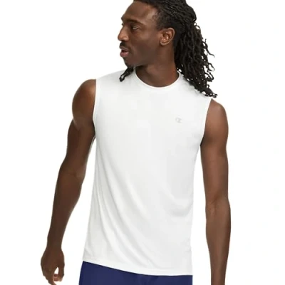 Image of Champion Men&#039;s Sleeveless, Sport Tank, Moisture Wicking, Muscle T Shirt (Reg. Or Big &amp; Tall), White, Large