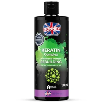 Image of RONNEY Strengthening Keratin Shampoo for Fine, Brittle Hair Professional Complex &amp; Repair Treatment Moisturising that Strengthens, Softens Adds Shine 300 ml