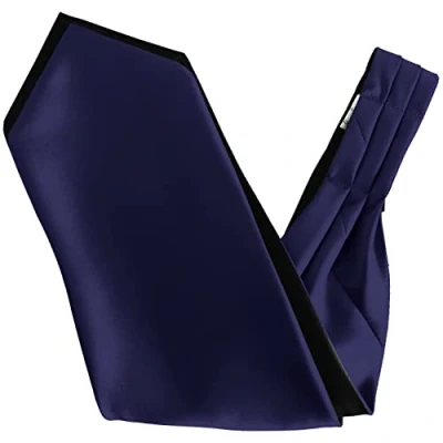 Image of Great British Tie Club Men&#039;s Satin Ascot Cravats (Navy Blue)