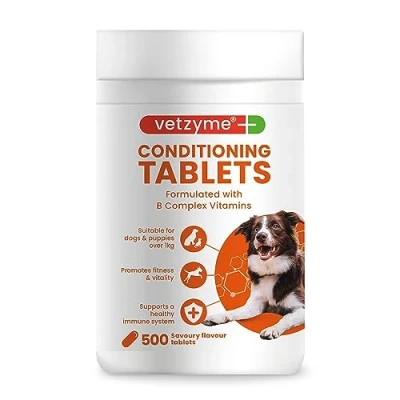 Image of Vetzyme Conditioning Tablets for Dogs (500 Tablets) With B Complex Vitamins to Promote Fitness and Support a Healthy Immune System