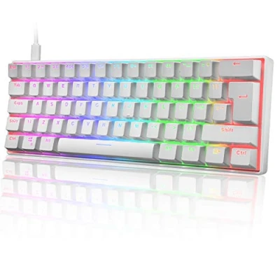 Image of UK Layout 60% True Mechanical Gaming Keyboard Type C Wired 62 Keys LED Backlit USB Waterproof 14 Chroma RGB Backlight Full Anti ghosting for Computer/PC/Laptop/MAC (Blue/Blue Switch)