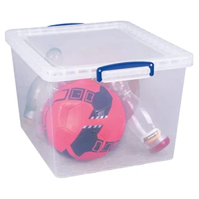 Image of Really Useful Nestable Plastic Storage Box 33.5 Litre Clear (Pack of 3)