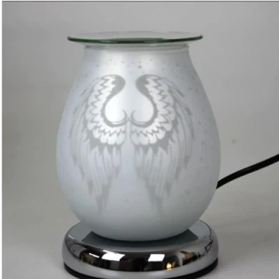 Image of White Satin Angel Wings Touch Electric Wax Melt Burner Stylish Aromatherapy Accessories