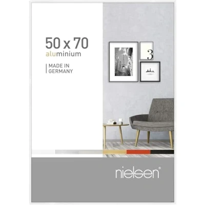 Image of nielsen Pixel Photo Frame, 50x70cm White Aluminium Picture Frame with Protective Float Glass and Push Turn Clips Gloss