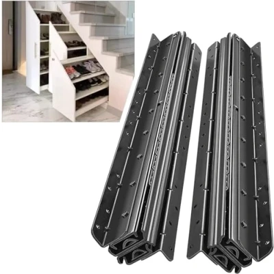 Image of AOLISHENG Bottom Mount Heavy Duty Drawer Runners Under Stairs 600 1450mm 120kg Load Capacity Undermount Slides Black Full Extension Ball Bearing Hidden Rails, 1 Pair