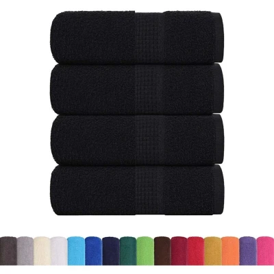 Image of vidaXL Guest Towels 4 pcs Black 30x50 cm 360 gsm 100% Cotton