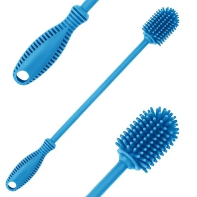 Image of Silicone Bottle Cleaning Brush with Long Handle, Water Cleaner for Baby Bottles, Hydro Flask, Sports Bottle, Vase, Glassware, Perfect Smaller Diameter Openings (Qty 1)