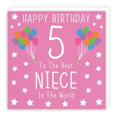 Image of Hunts England Niece 5th Birthday Card Happy 5 To The Best In World Iconic Collection Fun Colourful