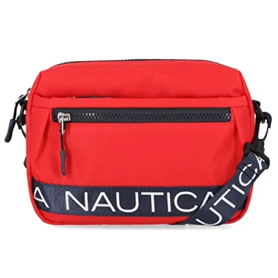 Image of Nautica Women&#039;s Nylon Bean Crossbody/Belt Bag with Adjustable Shoulder Strap, Red, One Size