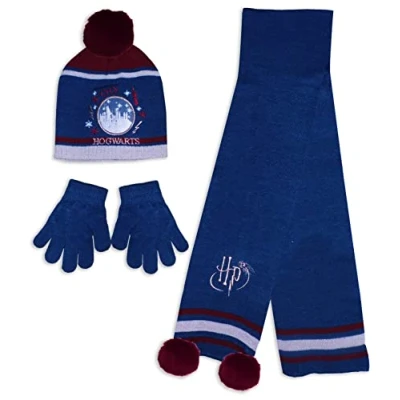 Image of Harry Potter Winter Hat, Scarf and Hand Gloves Set (2 5 Years, Navy Blue)