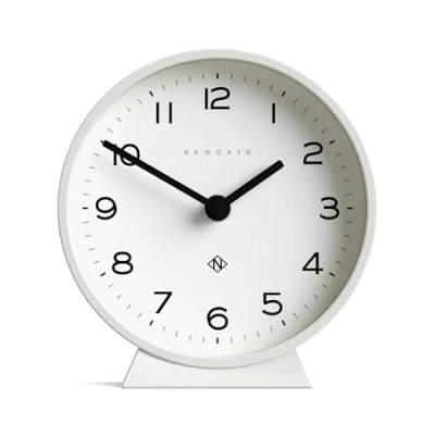 Image of NEWGATE® M Mantel Silent Sweep Clock &#039;No Tick&#039; A Modern Mantelpiece Small Clocks Minimalist Dial (Polar White)