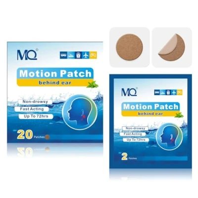 Image of Motion Sickness Patches, 20 Count Travel Patches Non Drowsy, Cruise Ship Essentials, Fast Acting &amp; Long Lasting 72H, Dark Color