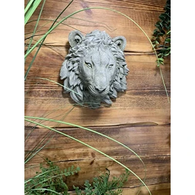 Image of STONE GARDEN SMALL NATURAL DETAILED LION HEAD WALL HANGING PLAQUE ORNAMENT