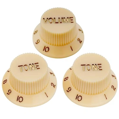 Image of Musiclily Metric Strat Knobs 1 Volume 2 Tone Control Set for Stratocaster Style Electric Guitar,Cream