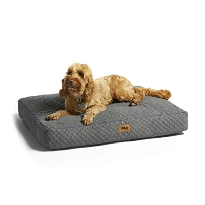 Image of Snug Large Dog Bed Super Soft and Comfortable Cat Pet Pillow Mattress with Non Slip Base Removable Cover Machine Washable 90cm x 60 cm x11cm, Grey